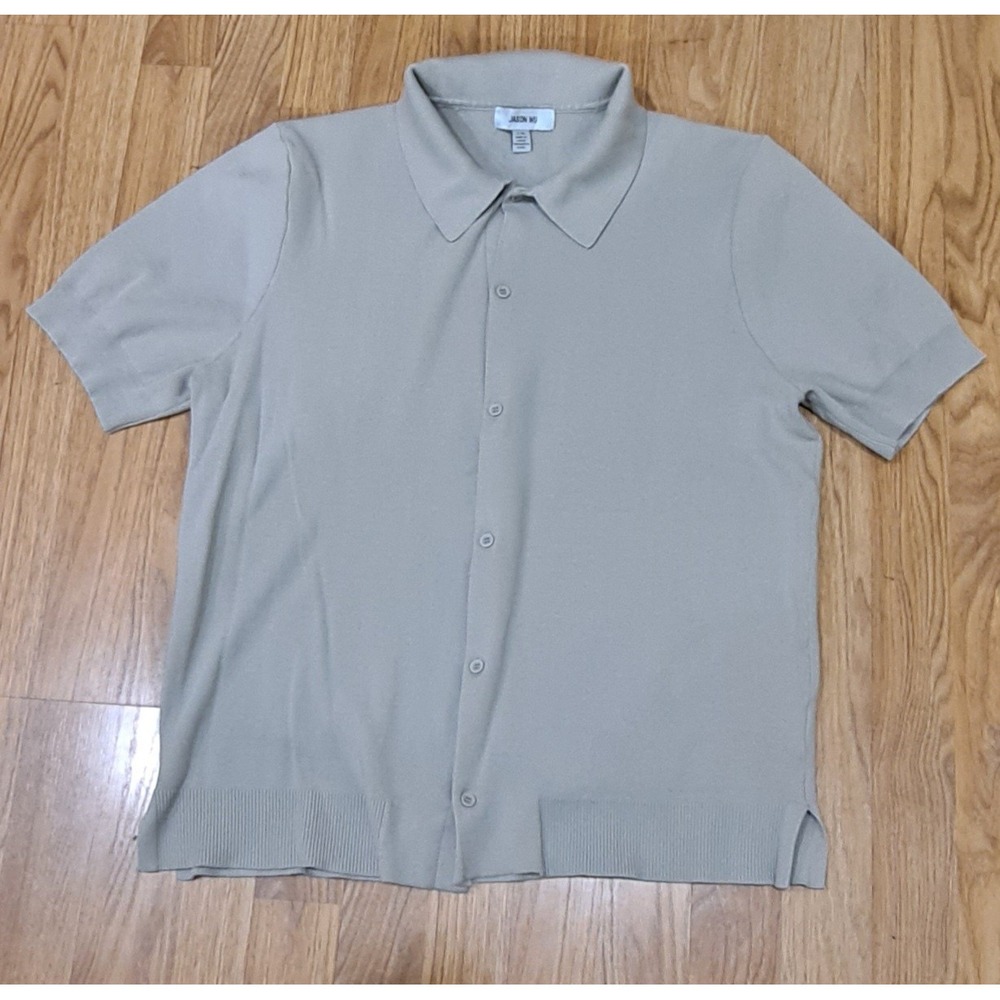 Mens‎ L Jason Wu Beige Knit Short Sleeve Button Up